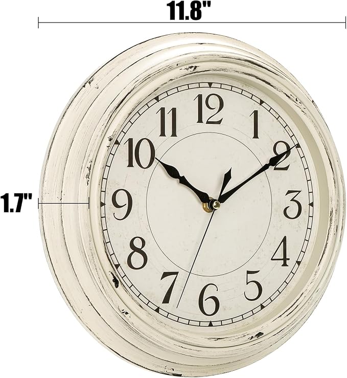 Peohud Silent Wall Clock, 12 Inch Vintage Non Ticking Quartz Battery Operated - Image 2