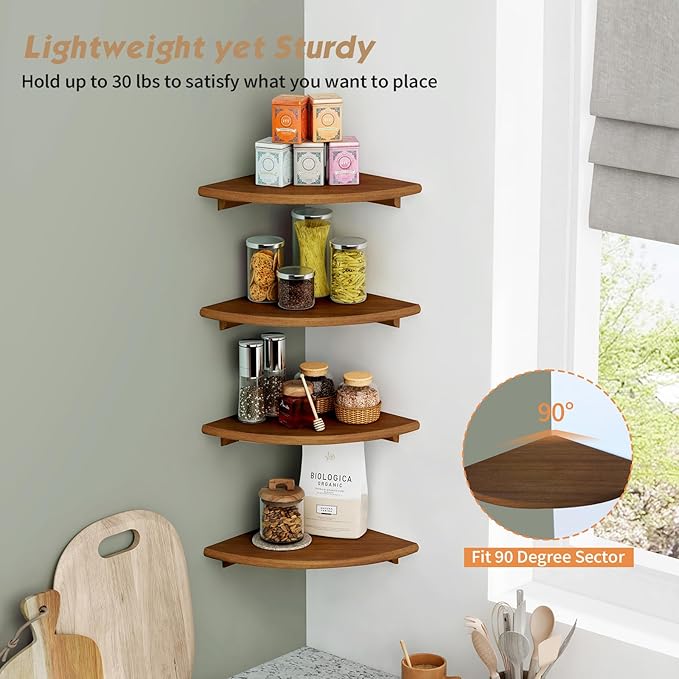 Forbena Walnut Brown Floating Corner Shelves - Image 7