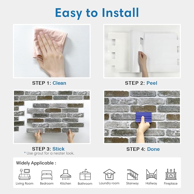 COMSTICKC 3D Faux Brick Wall Panel Peel and Stick, DIY UrltraLight PVC Self - Image 8