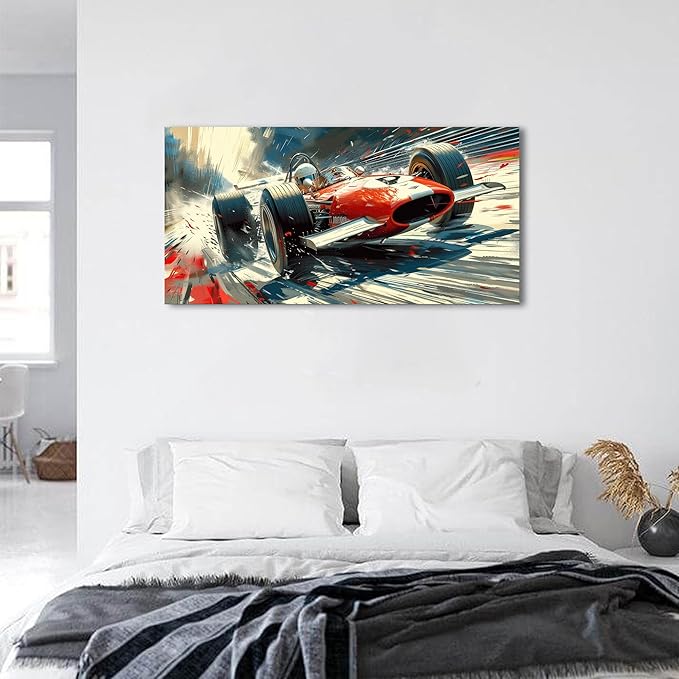 Large Abstract Car Posters F1 Wall Art Vintage Formula 1 Racing Canvas Prints - Image 5