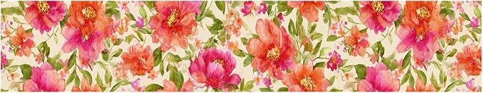 Orange Floral Wallpaper Border 196x4 Inch Peel and Stick Wall Border Watercolor - Image 2