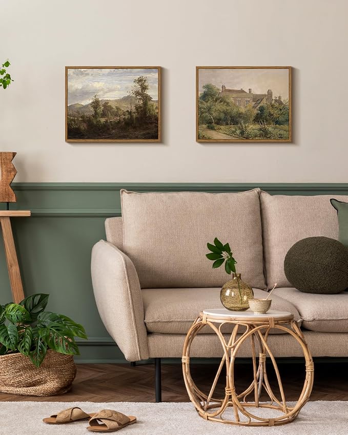 InSimSea Framed Canvas Wall Art Vintage Decor, Home Decor Retro Landscape Oil - Image 3