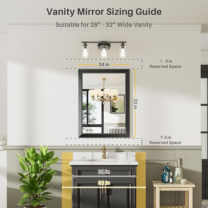 Briivue 24x32 Inch Black Bathroom Mirror - Image 2