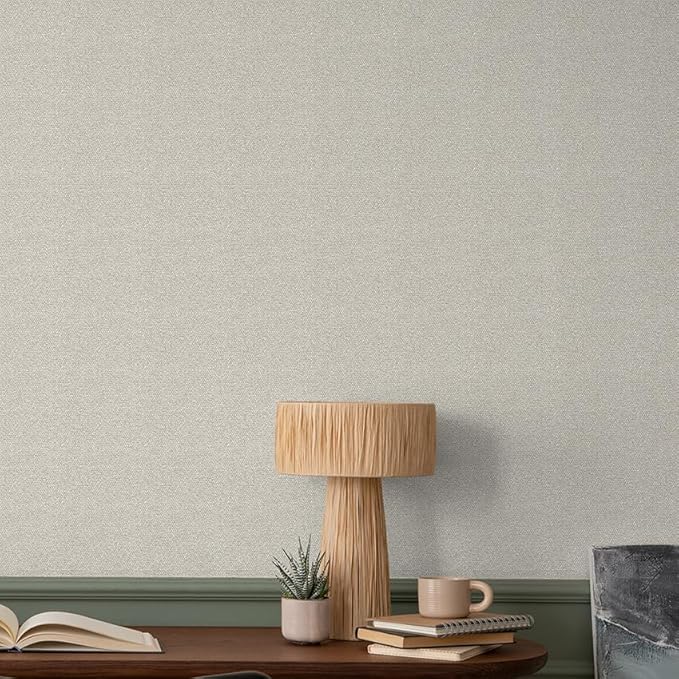 Beige Peel and Stick Wallpaper Slight Velvety Feeling Woven Fabric Grasscloth - Image 4