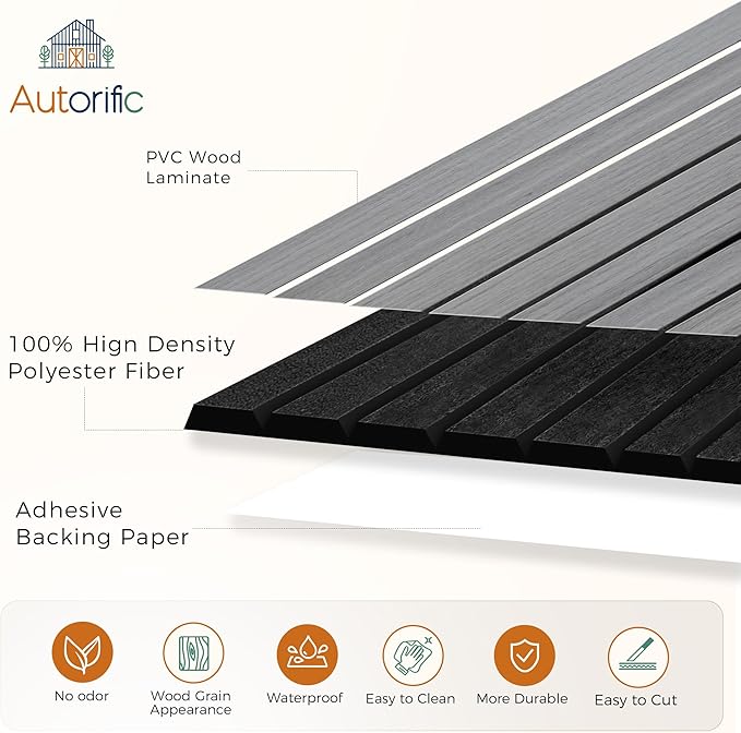 12 Pack PVC Wood Wall Panels, 11.8 x 15.7 x 0.35 Inch Sound Panels, 100% - Image 3