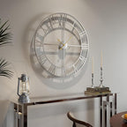 Cuspin 30 Inch Large Wall Clock, Modern Silver Metal Big Decorative Wall Clock - Image 8