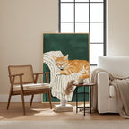 Framed Animal Wall Art for Bedroom Wall, Large Cozy Orange Tabby Cat Canvas - Image 3