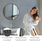 NEWBULIG Round Bathroom Mirror for Over Sink, 24 Inch Wall Mount Vanity Circle - Image 4