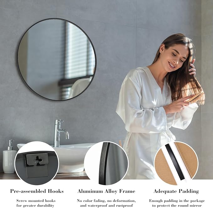 Sweetcrispy 24 Inch Round Wall Mirror - Image 5
