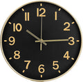 Wall Clock 12 Inch Black Modern Simple Quartz Decorative Clock Non-Ticking by BAKBRAND