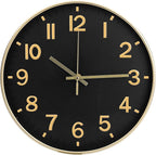 Wall Clock 12 Inch Black Modern Simple Quartz Decorative Clock Non-Ticking by BAKBRAND