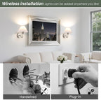 Wireless Wall Sconce Sets of 2, Pleated Shades Rechargeable Battery Operated - Image 8
