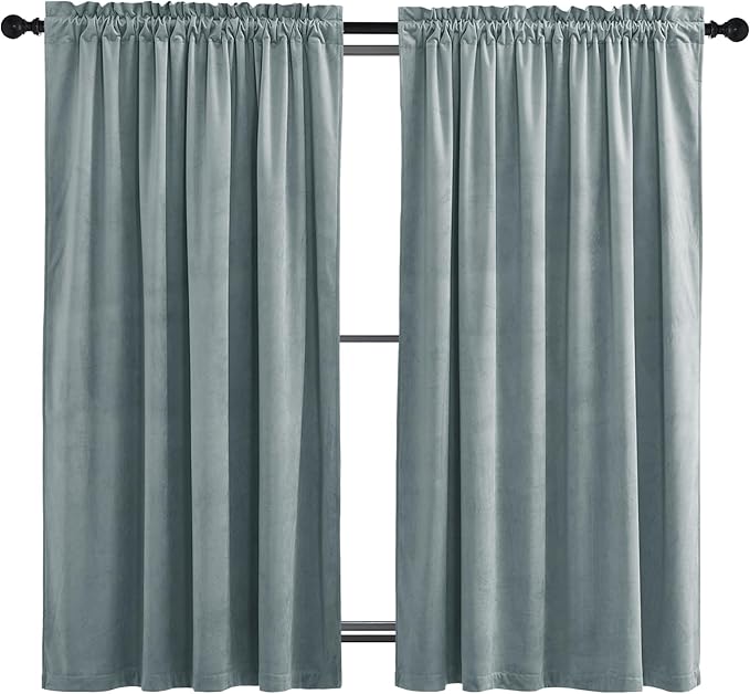 NICETOWN Greyish Blue Velvet Curtains 52" x 63", 2 Panels by NICETOWN
