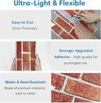 COMSTICKC 3D Faux Red Brick Wall Panel Peel and Stick, Small Brick, Ultra-Light - Image 5