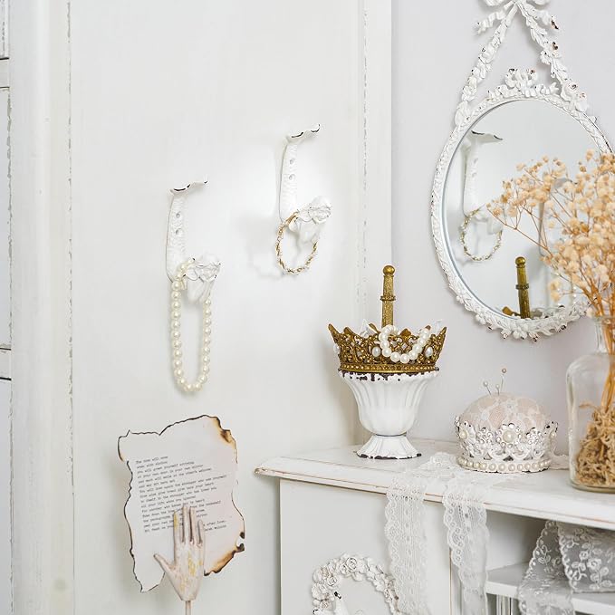 SOFFEE DESIGN 2pcs White Mermaid Shape Metal Coat Hooks, Playful Mermaid Design - Image 2