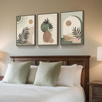 Framed Sage Green Boho Wall Art Bedroom, 3 Piece Neutral Bohemian Botanical - Image 2