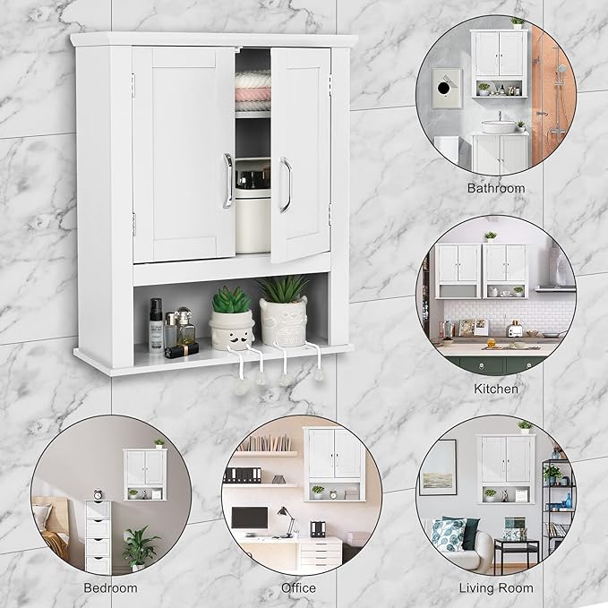 VINGLI Bathroom Wall Cabinet 21"x8.5"x25" Modern White Medicine Wall Mount - Image 7