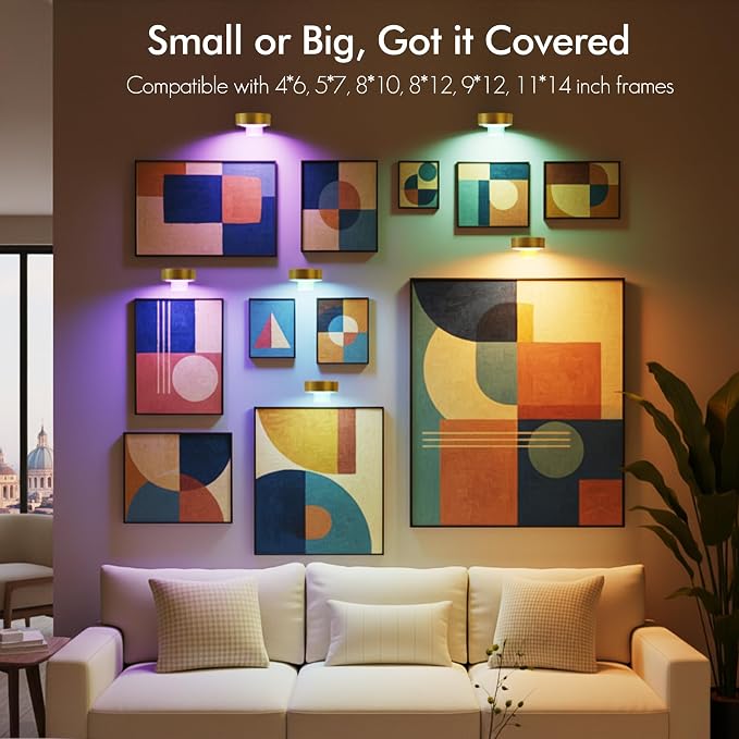 3-Pack Picture Lights for Wall, 13 RGB Color Changing Led Art Display Light - Image 7
