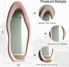 Honyee Full Length Mirror, Flannel Wrapped Wooden Frame Full Body Mirror - Image 5