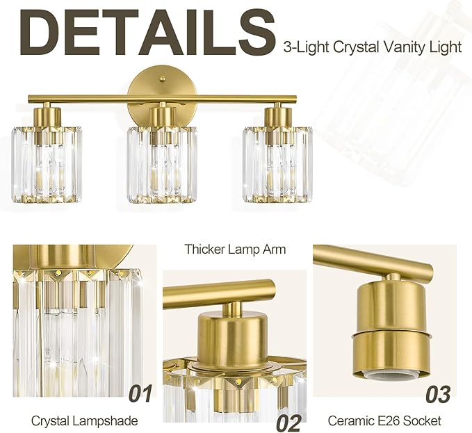 Crystal Bathroom Light Fixtures, Bathroom Lighting Fixtures Over Mirror - Image 4