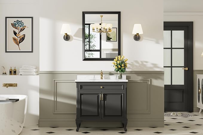 Briivue 28x32 Inch Black Bathroom Mirror - Image 3
