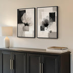 Framed Neutral Abstract Floral Wall Art - Image 2