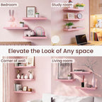 BAYKA Pink Floating Shelves for Wall Set of 3, 15.7in Wood Wall Shelves for - Image 7
