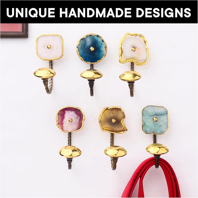 Indian Shelf Pack of 6 Stone Wall Hooks Decorative Modern - Image 7