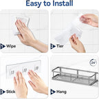 YASONIC Shower Caddy Adhesive, No Drill Bathroom Shower Organizers, - Image 8