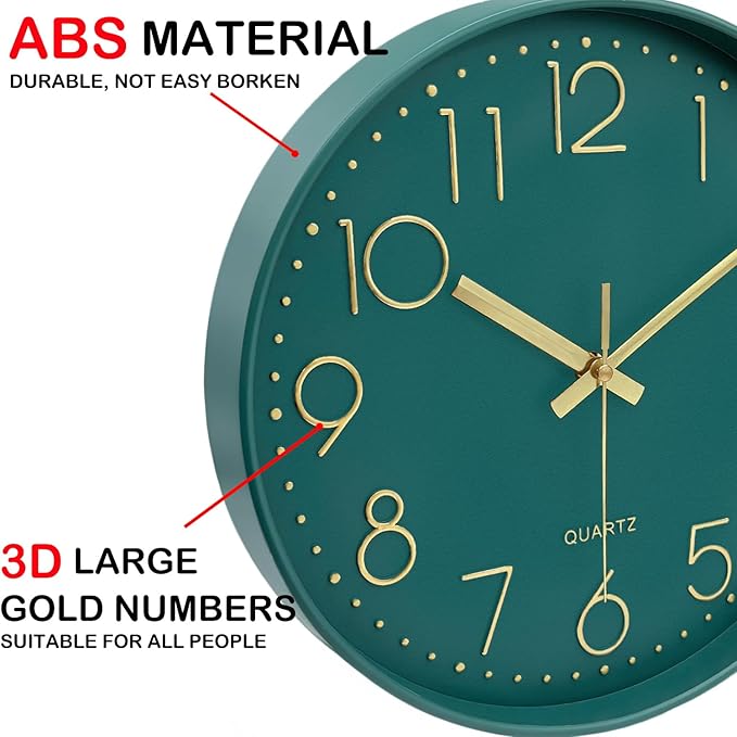 Modern Silent Wall Clock, 12 Inch Wall Clocks Battery Operated Large Number - Image 7