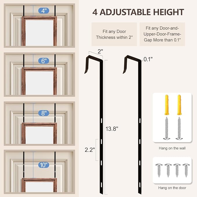 50"x16" Door Mirror, Rustic Full Length Mirror, Over The Door Hanging Mirrors - Image 5