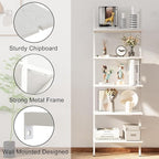 aboxoo Ladder Shelf 2 PCS White Bookshelf 5-Tier Wooden Open Shelf Wall-Mounted - Image 7