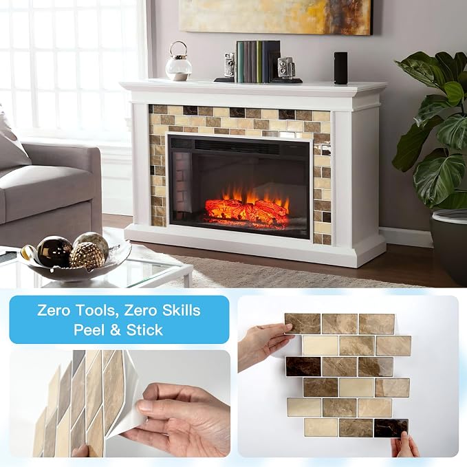Art3d Peel and Stick Backsplash Tiles – 12"x12" Yellow Jasper Thicker Design - Image 8