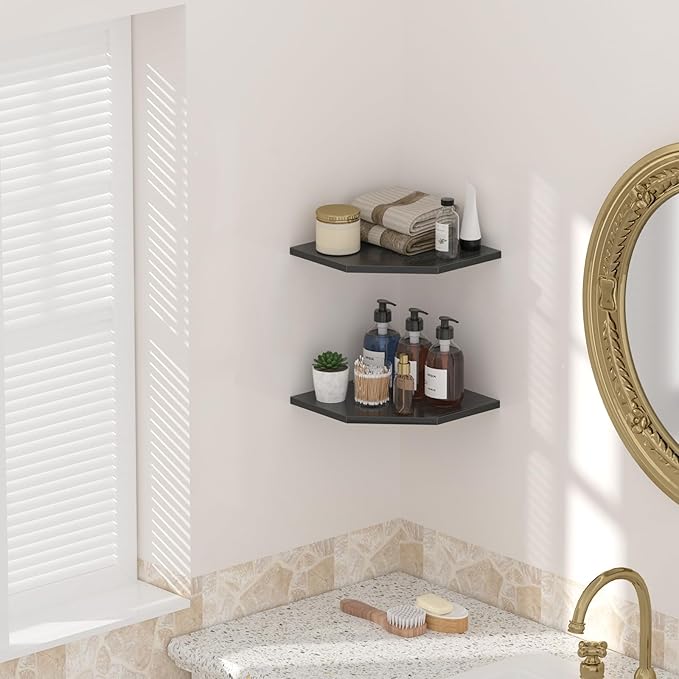 JJL Corner Wall Shelf, Easy-to-Assemble, Wall Mount Corner Shelves - Image 6