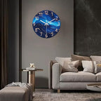 Blue Glass Wall Clocks Battery Operated 20 Inch Marble Large Wall Clocks - Image 4