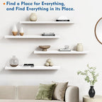 Harwaya White Wood Floating Shelves 36 Inches Long Set of 2, Large Modern Wall - Image 6