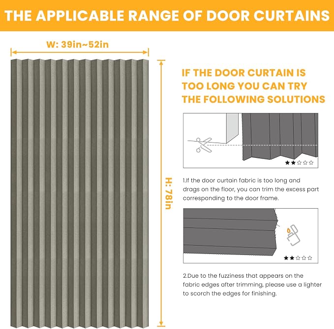 AJAZZ 100% Blackout Magnetic Door Curtain Accordion Doors Interior Closet Door - Image 4