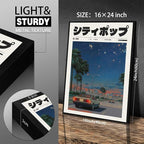 Vintage Japanese Black Framed Wall Art 90s Vaporwave Aesthetic Print Asian - Image 2