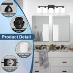 Black Bathroom Lighting Fixtures Over Mirror, 5-Light Anti-Rust Vanity Light - Image 3