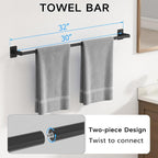 KLJKPA 4 Pieces Bathroom Hardware Set, 32 inch Towel Bar, Matte Black Bathroom - Image 2