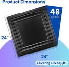 Art3d 48-Pack PVC Drop Ceiling Tiles, 2ft x 2ft, Deep Black - Image 2