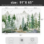 -Green Cartoon Pine Forest Nursery Fabric Wallpaper - Image 4