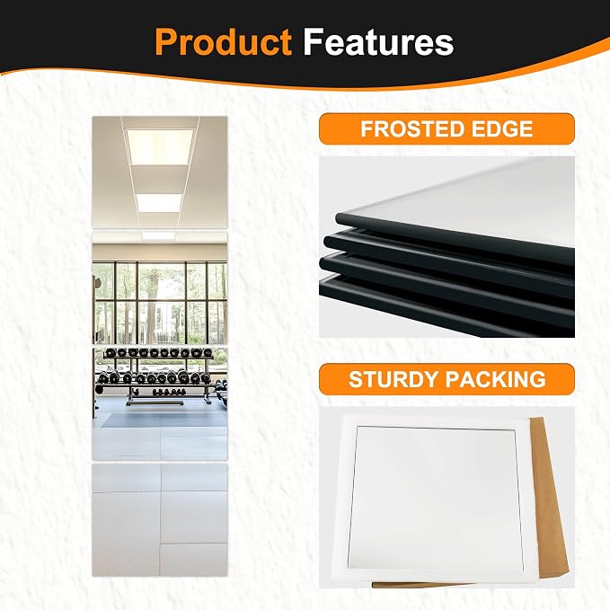 Delma Frameless Mirror Tiles 12"x10"x4 Pcs Wall Mounted, Shatter Resistant Full - Image 5