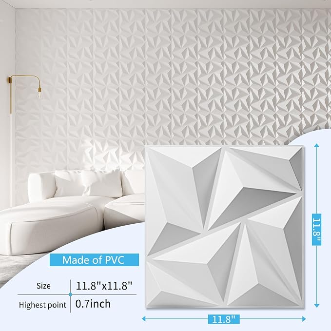 Art3d 3D Wall Panels 20 Pack, 11.8" x 11.8" PVC Wall Panels, Glue Up Wall Decor - Image 2