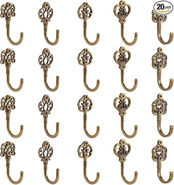 20 PCS Vintage Metal Wall Hooks, Bohemian Decorative Hook by XHIPY