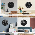 WISKALON 10 inch Wall Clock, Silent Non-Ticking Elegant Black Frame Wall Clock - Image 7