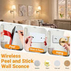 Battery Operated Wall Sconces Set Of 2, Wireless Battery Wall Light - Image 3