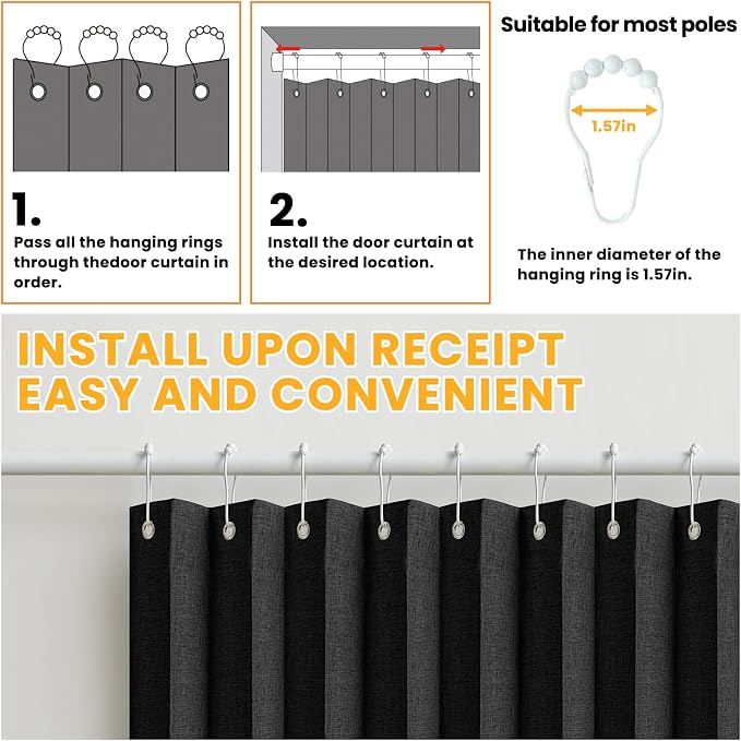 AJAZZ 100% Blackout Accordion Door Closet Curtain Door Curtain Invisible - Image 6