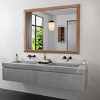 Amorho Bathroom Mirror, 48 X36 Inch Wall Mirror, Walnut Wood Grain Metal Framed - Image 7