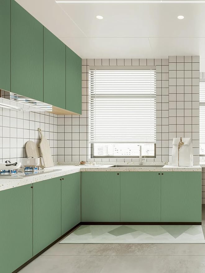 Wood Contact Paper Green Peel and Stick Wallpaper, Thickened No Tearing Vinyl - Image 6